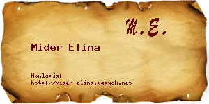 Mider Elina névjegykártya